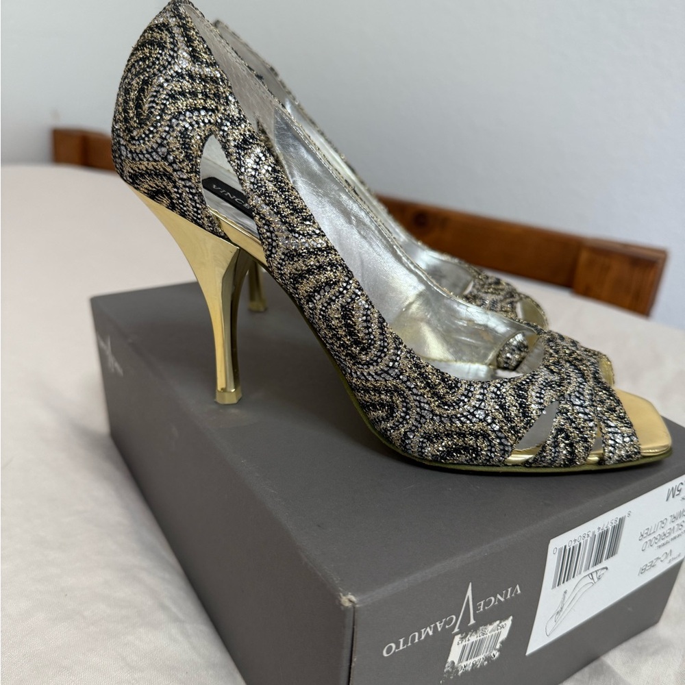 Vince Camuto Metallic Patterned Heels